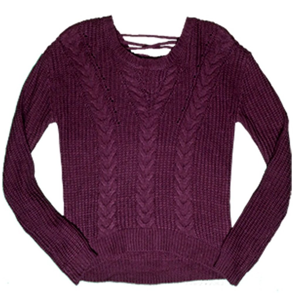 Knit Woven Crew Sweater -  Deep Burgundy - XS/S